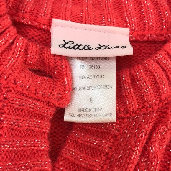 Little Lass Melon Orange Sparkly Cardigan Sweater - Picture 7 of 8